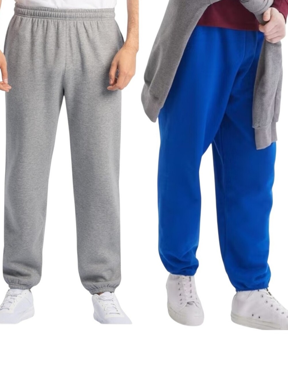 2 Pair FOTL Blue & Gray Fleece Jogger With Pockets Elastic Bottom Sweatpants